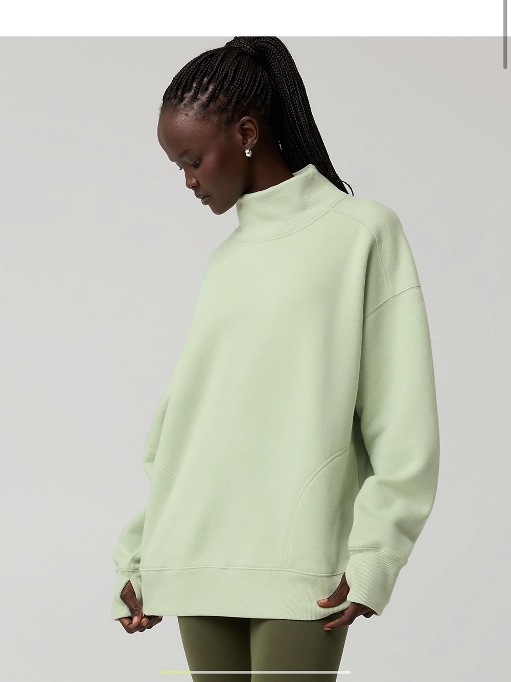 Dusty Green OFFLINE Aerie Mock-Neck Women's Sweater